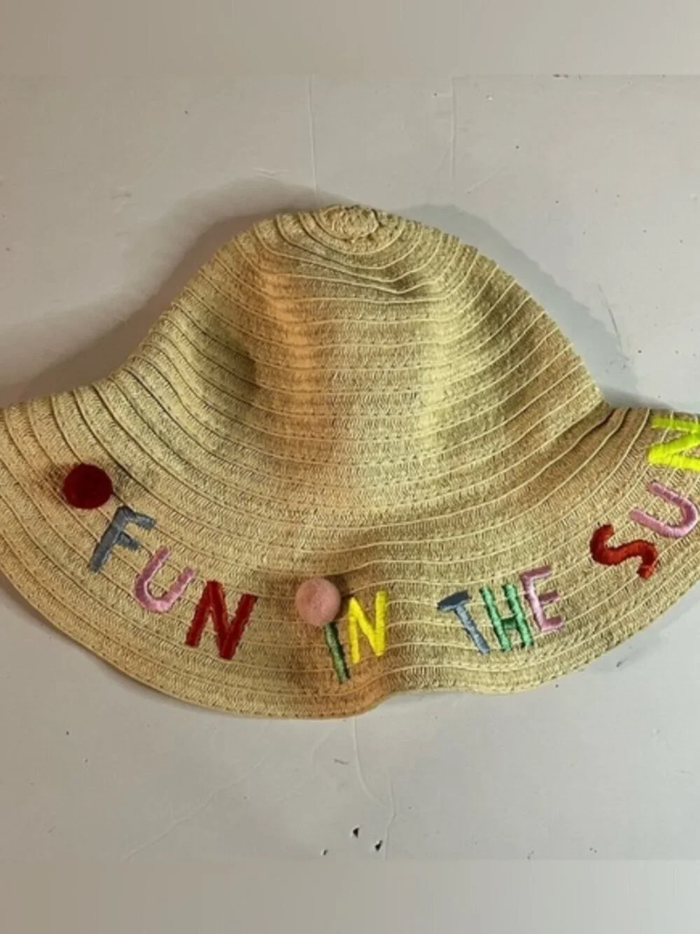 Target Straw Sun Hat with “Fun in the Sun” Embroidery – Women’s Wide Brim